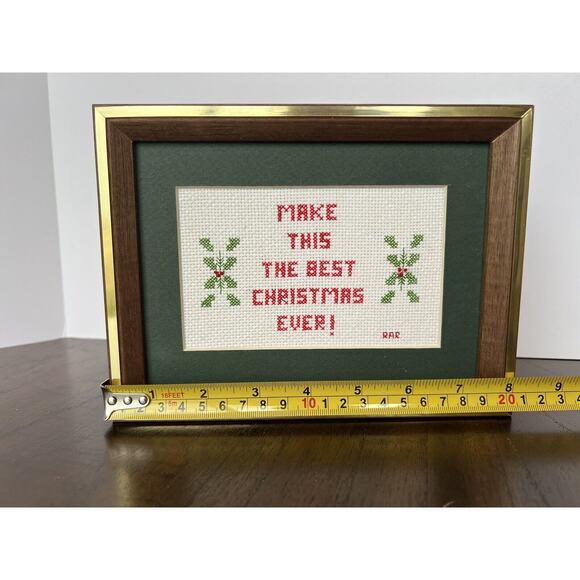 Completed Finished Cross Stitch, Matted & Framed, Christmas Decor, Cozy 8X6 - Picture 4 of 5
